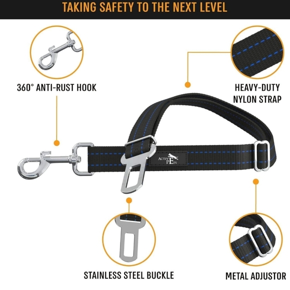 Active Pets Dog Car Harness - Pack of 2 Dog Seatbelts for Cars, Trucks, Travel - Picture 6 of 11